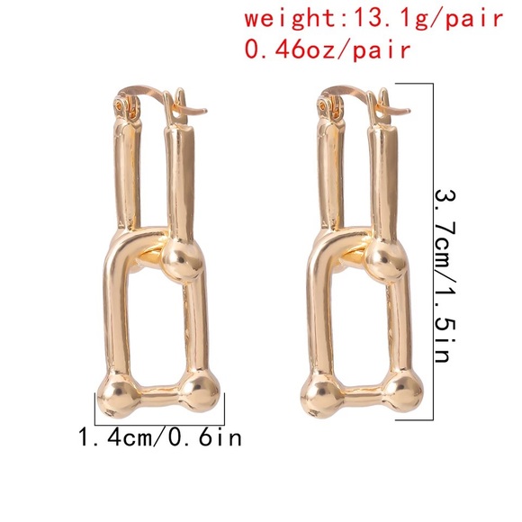 Geometric Lock Clip Earrings - Picture 4 of 12